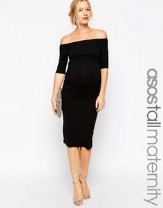 Платье бардо для беременных с укороченными рукавами ASOS Maternity TALL - Черный