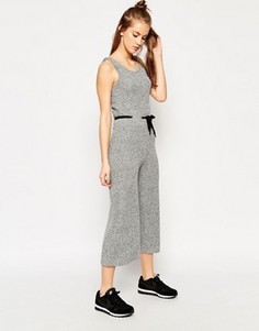 Фактурный трикотажный комбинезон со шнурком на талии ASOS - Серый