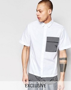 Рубашка с короткими рукавами, контрастным карманом и кромкой на завязке Black Eye Rags - Белый