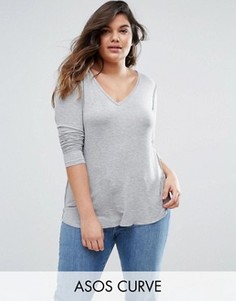 Топ с длинным рукавом ASOS CURVE Forever - Серый