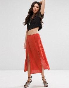 Платье миди с разрезами ASOS - Оранжевый