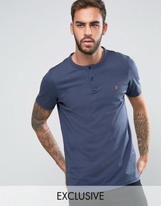 Эксклюзивная футболка хенли узкого кроя Farah - Темно-синий