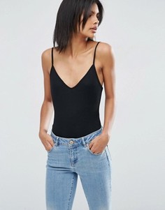 Боди в рубчик на бретельках ASOS - Черный