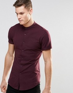 Трикотажная рубашка скинни с воротником на пуговице ASOS - Красный