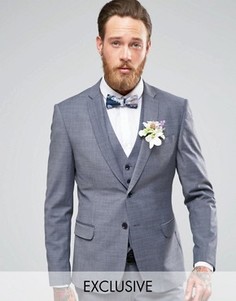 Стретчевый пиджак зауженного кроя на свадьбу Number Eight Savile Row - Серый