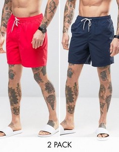 2 пары шортов для плавания красного и темно-синего цвета ASOS - СКИДКА - Мульти