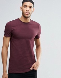 Удлиненная красная футболка слим ASOS - Красный