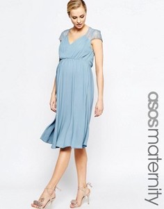 Кружевное платье миди ASOS Maternity Kate - Синий