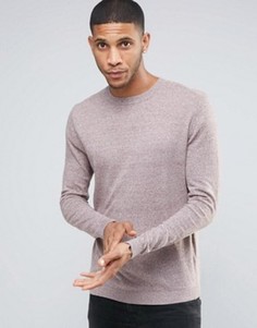 Коричневый меланжевый джемпер из хлопка с круглым вырезом ASOS - Коричневый