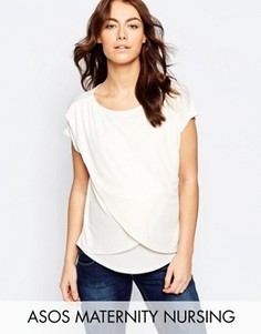 Топ для кормления из крепа с запахом ASOS Maternity - Кремовый