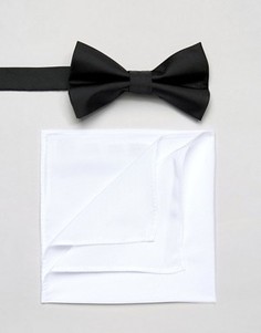 Галстук-бабочка и платок для нагрудного кармана ASOS - Черный