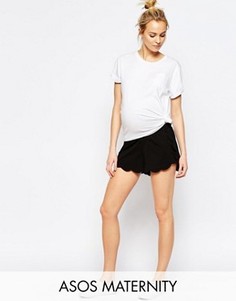 Шорты для беременных с фигурной кромкой ASOS Maternity - Черный