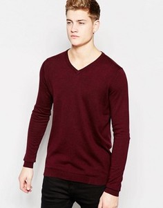 Трикотажный премиум‑джемпер с V‑образным вырезом Jack &amp; Jones - Красный