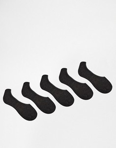 5 пар темно-серых невидимых носков ASOS - СКИДКА - Серый