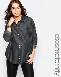 Черная оversize-рубашка для беременных ASOS Maternity - Черный