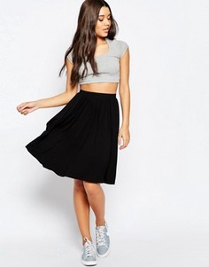 Расклешенная трикотажная юбка миди ASOS - Черный