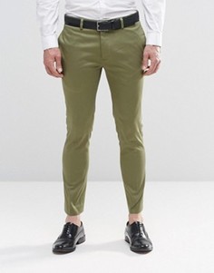 Укороченные суперзауженные брюки из хлопкового сатина ASOS - Зеленый