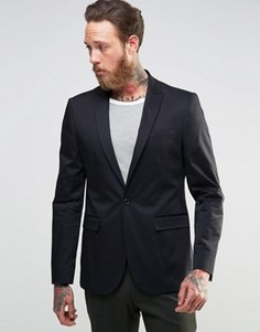 Облегающий блейзер из черного хлопка ASOS - Черный