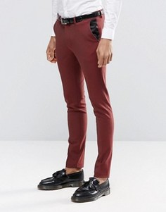 Темно-красные супероблегающие брюки под смокинг ASOS - Красный