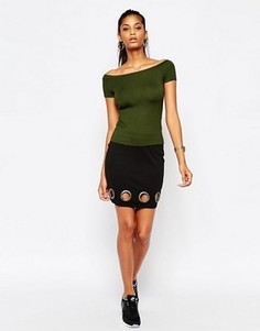 Мини-юбка с люверсами на кромке ASOS - Черный
