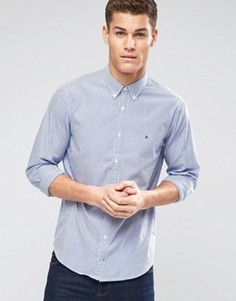 Синяя оксфордская рубашка классического кроя в полоску Tommy Hilfiger - Синий