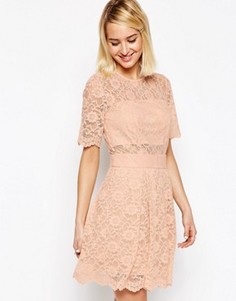 Кружевное платье мини для выпускного ASOS - Розовый