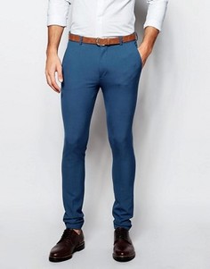 Синие суперзауженные брюки на свадьбу ASOS - Синий