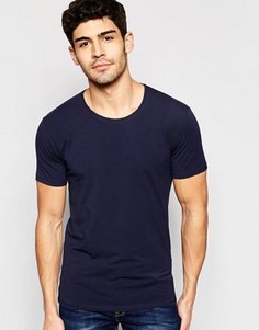 Футболка с круглым вырезом из хлопка пима Selected Homme - Темно-синий