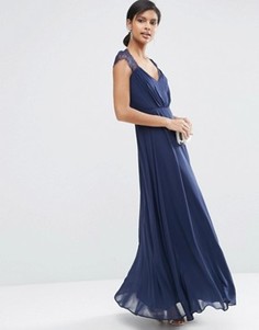 Платье макси с кружевом ASOS Kate - Темно-синий