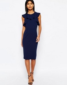 Платье-футляр с оборками ASOS - Темно-синий