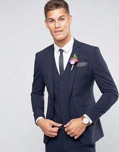 Темно-синий пиджак суперузкого кроя ASOS WEDDING - Темно-синий