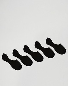 5 пар носков-невидимок из вафельного трикотажа ASOS - СКИДКА - Черный