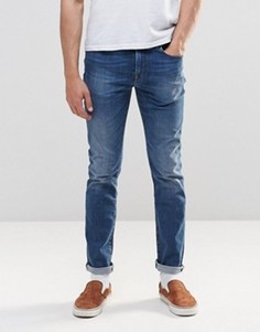 Умеренно выбеленные стретчевые джинсы слим Paul Smith - Синий