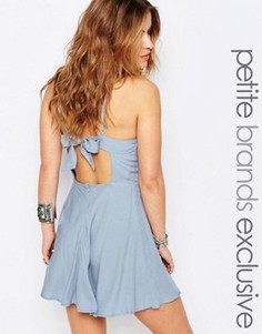 Короткое приталенное платье с завязкой на спине Glamorous Petite - Синий