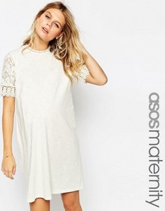 Цельнокройное платье для беременных ASOS Maternity - Кремовый