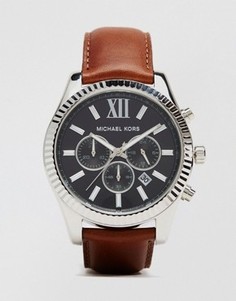 Часы с хронографом и коричневым ремешком Michael Kors Lexington MK8456 - Коричневый