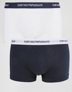 2 хлопковых боксеров‑брифов стретч Emporio Armani - Белый