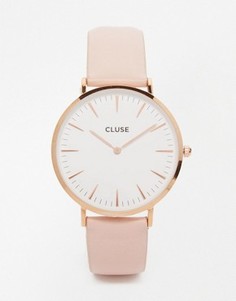 Часы с розовым кожаным ремешком Cluse La Boheme CL18014 - Розовый