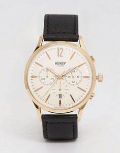Часы с хронографом и кожаным решешком Henry London Westminster - Черный