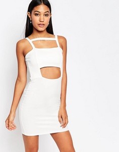 Облегающее платье с вырезом Boohoo - Белый