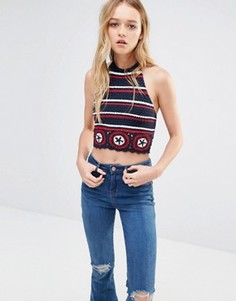 Укороченный трикотажный топ Hollister Americana - Мульти