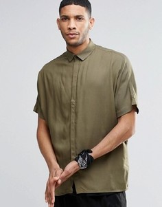 Oversize-рубашка цвета хаки с рукавами летучая мышь ASOS - Зеленый