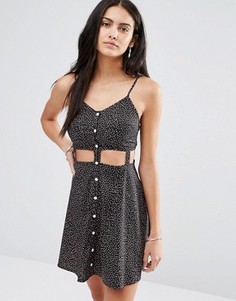 Платье с вырезами на талии и застежкой на пуговицах Missguided - Темно-синий