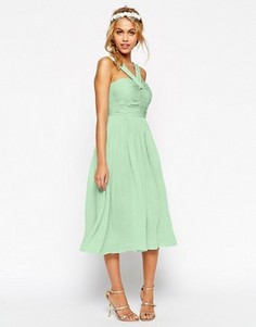 Платье миди с бретелью через шею ASOS WEDDING - Зеленый