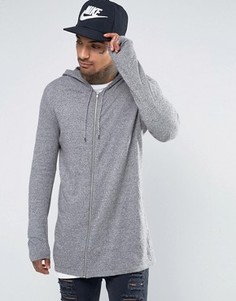 Серое удлиненное худи на молнии ASOS - Серый