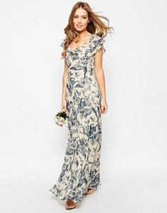 Платье макси с принтом и оборкой ASOS WEDDING - Мульти