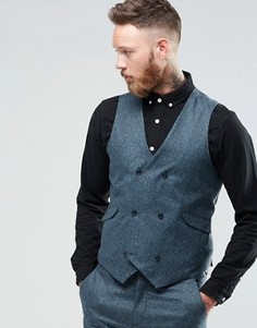Синий жилет узкого кроя из шелковой смеси ASOS - Синий