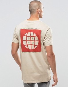 Удлиненная футболка с принтом в стиле милитари ASOS - Бежевый