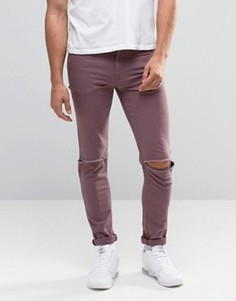 Фиолетовые облегающие джинсы с рваными коленями ASOS - Фиолетовый