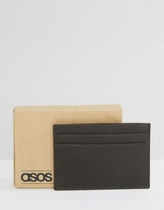 Коричневая кожаная визитница ASOS - Коричневый